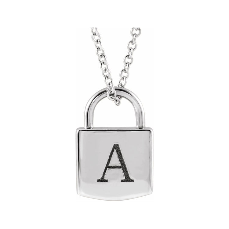 Blue Rubi Engravable Lock Necklace