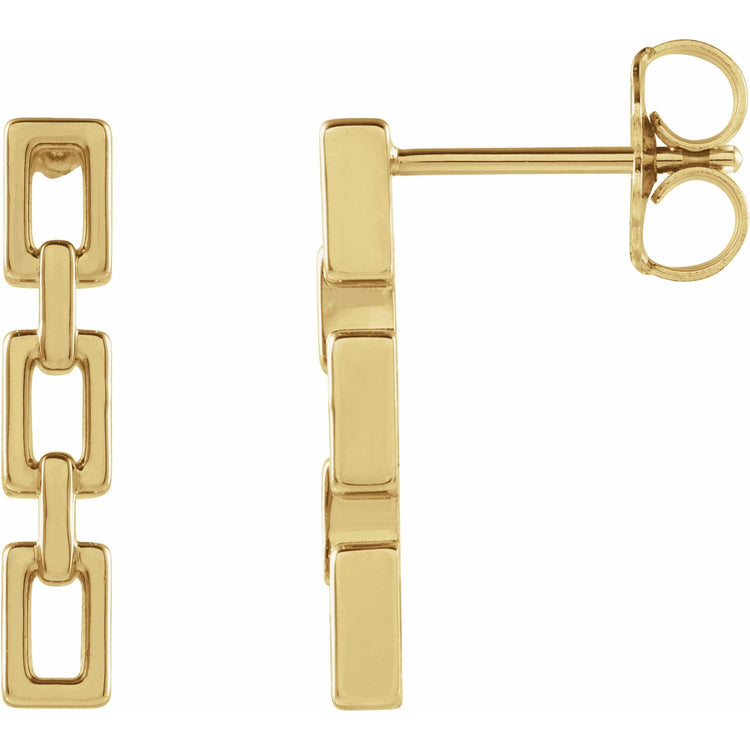 Yellow Gold Chain Link Drop Earrings