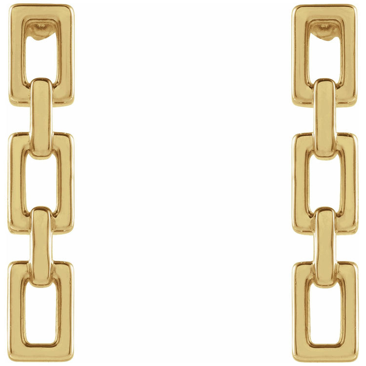 Yellow Gold Chain Link Drop Earrings