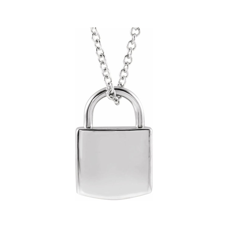 Blue Rubi Engravable Lock Necklace