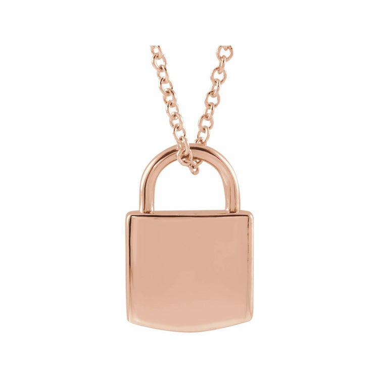 Blue Rubi Engravable Lock Necklace