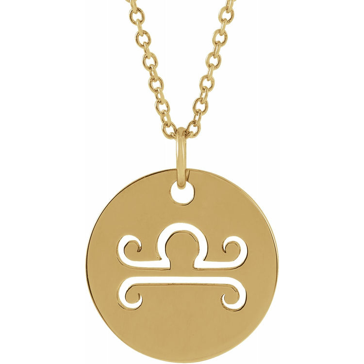Blue Rubi Libra Zodiac Disc Necklace