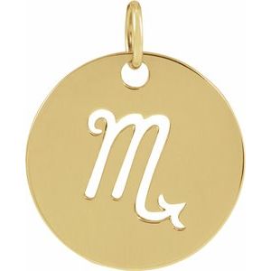 Zodiac Disc Gold Pendant