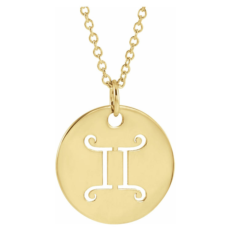 Blue Rubi Gemini Zodiac Disc Necklace