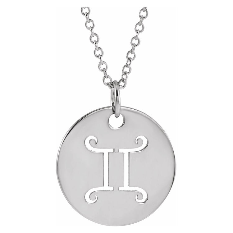Blue Rubi Gemini Zodiac Disc Necklace