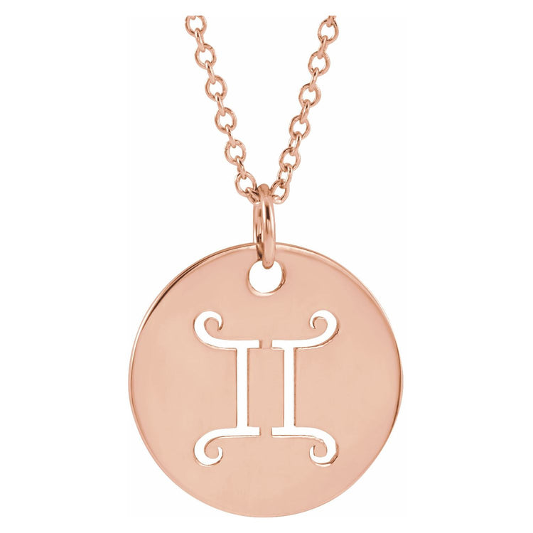 Blue Rubi Gemini Zodiac Disc Necklace
