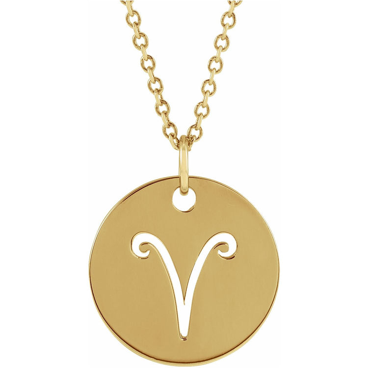 Blue Rubi Aries Zodiac Disc Necklace