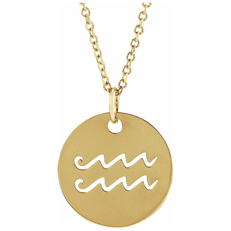 Blue Rubi Aquarius Zodiac Disc Necklace