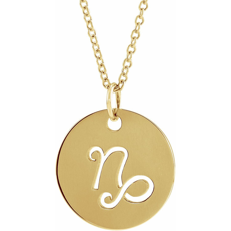 Blue Rubi Capricorn Zodiac Disc Necklace