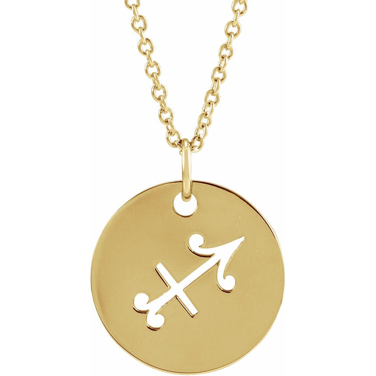 Blue Rubi Sagittarius Zodiac Disc Necklace