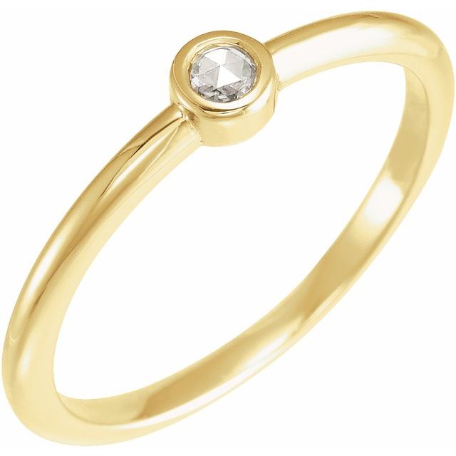 Rose-Cut Diamond Stackable Solitaire Gold Ring