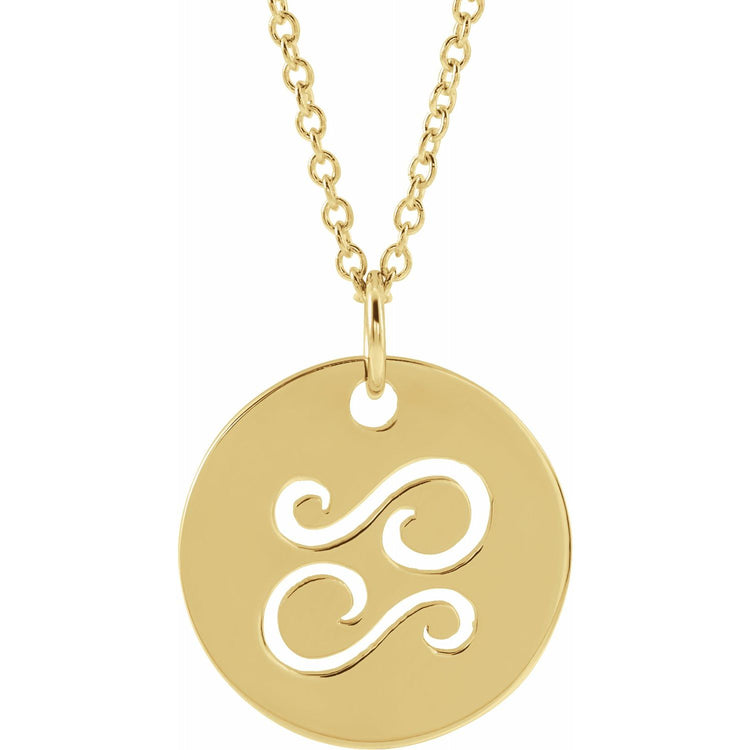 Blue Rubi Cancer Zodiac Disc Necklace