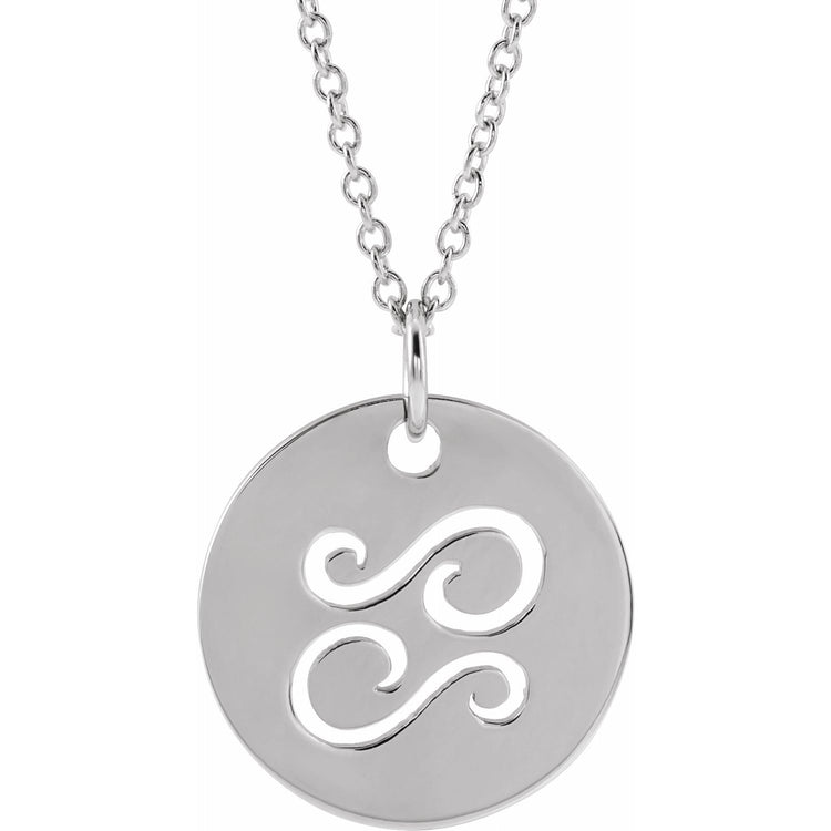 Blue Rubi Cancer Zodiac Disc Necklace