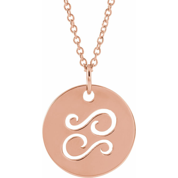 Blue Rubi Cancer Zodiac Disc Necklace