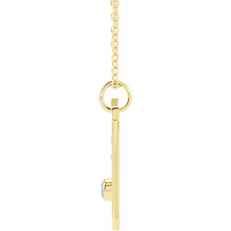 Blue Rubi Cancer Zodiac Constellation Necklace - 14K Aquamarine + Diamond
