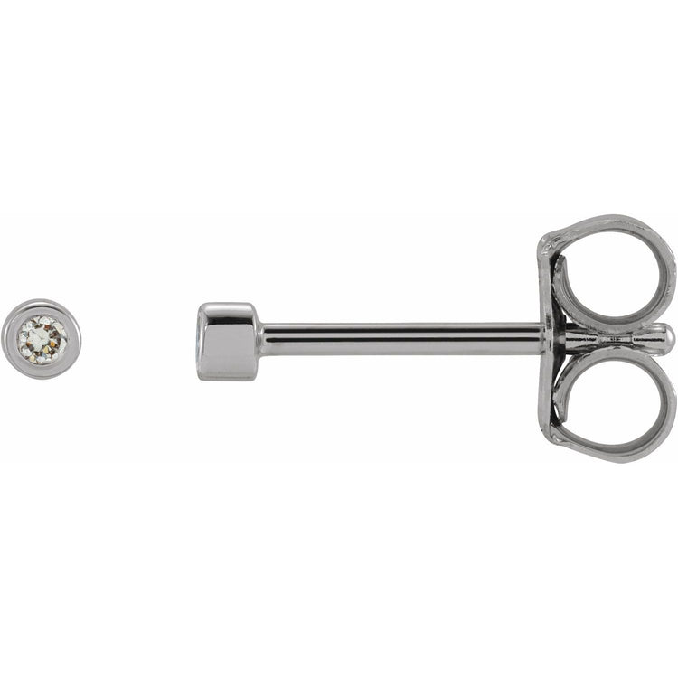 Tiny Bezel Set Diamond Studs in 14K Gold