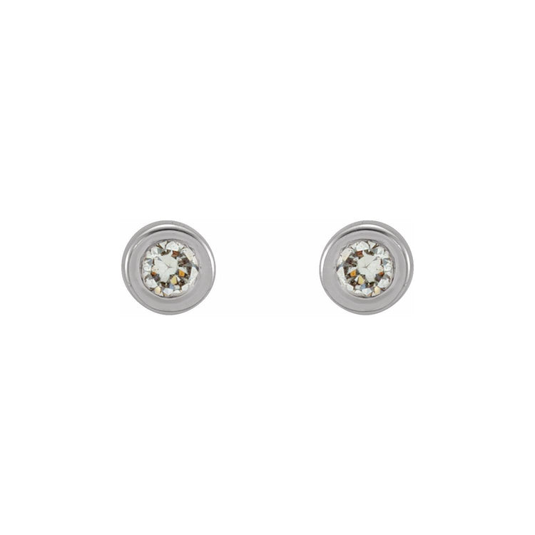 Tiny Bezel Set Diamond Studs in 14K Gold