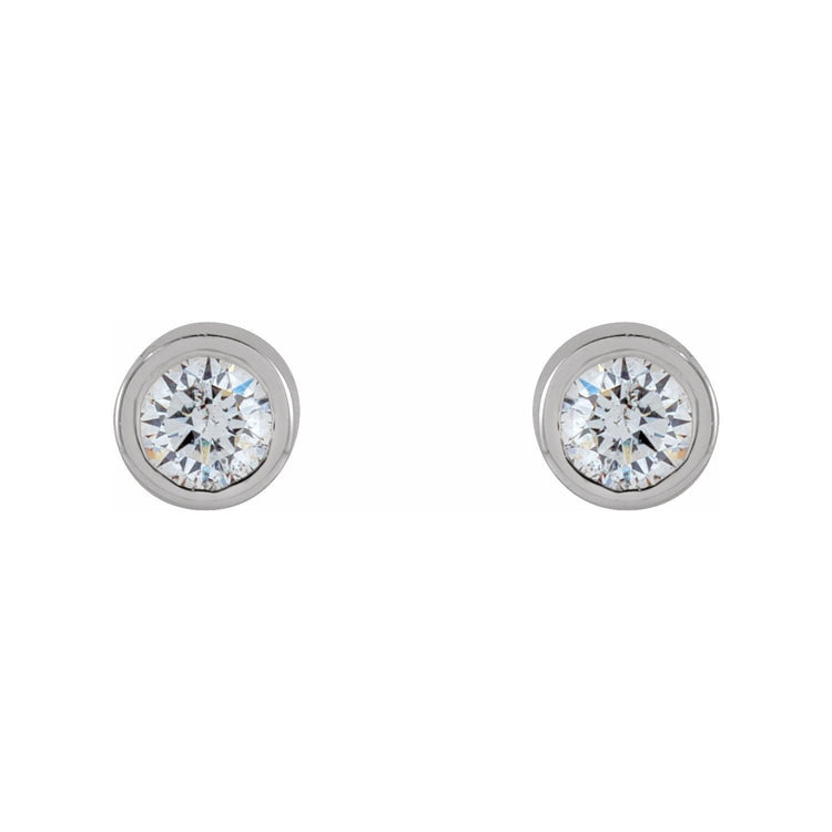 Tiny Bezel Set Diamond Studs in 14K Gold