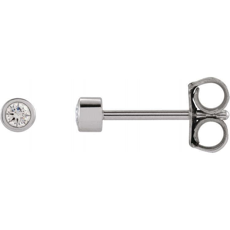 Tiny Bezel Set Diamond Studs in 14K Gold