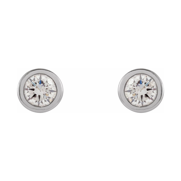 Tiny Bezel Set Diamond Studs in 14K Gold