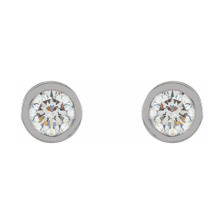 Tiny Bezel Set Diamond Studs in 14K Gold
