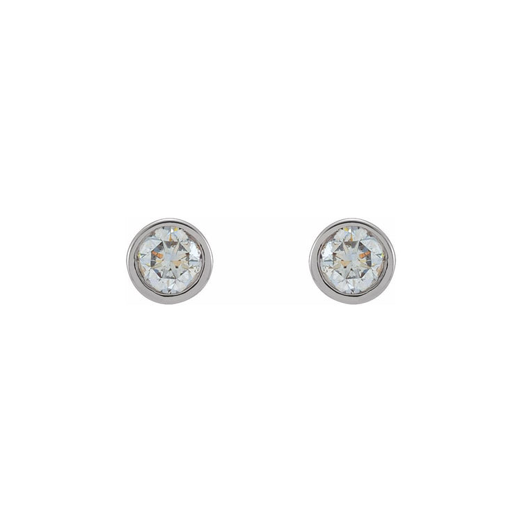 Tiny Bezel Set Diamond Studs in 14K Gold