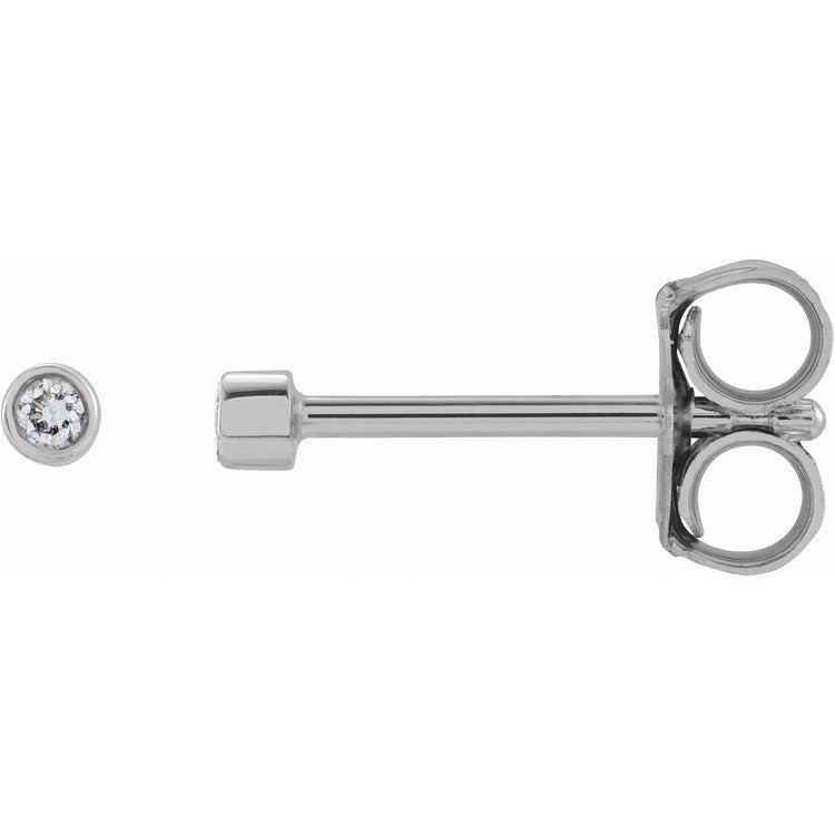 Tiny Bezel Set Diamond Studs in 14K Gold