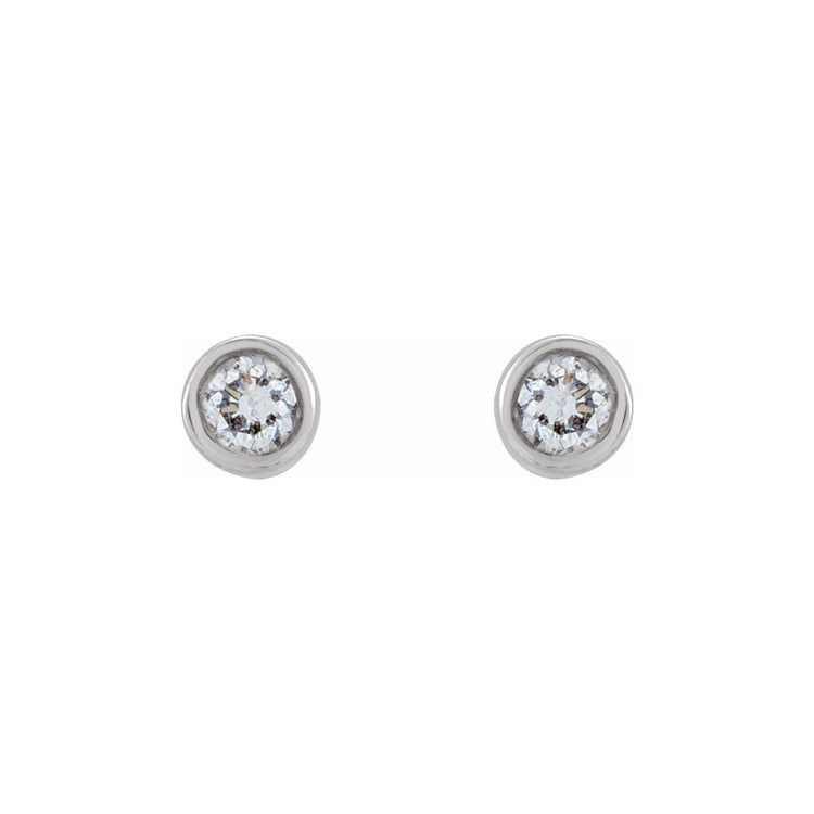 Tiny Bezel Set Diamond Studs in 14K Gold