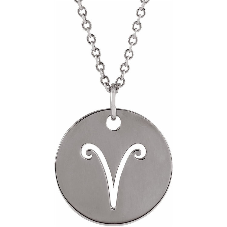 Blue Rubi Aries Zodiac Disc Necklace