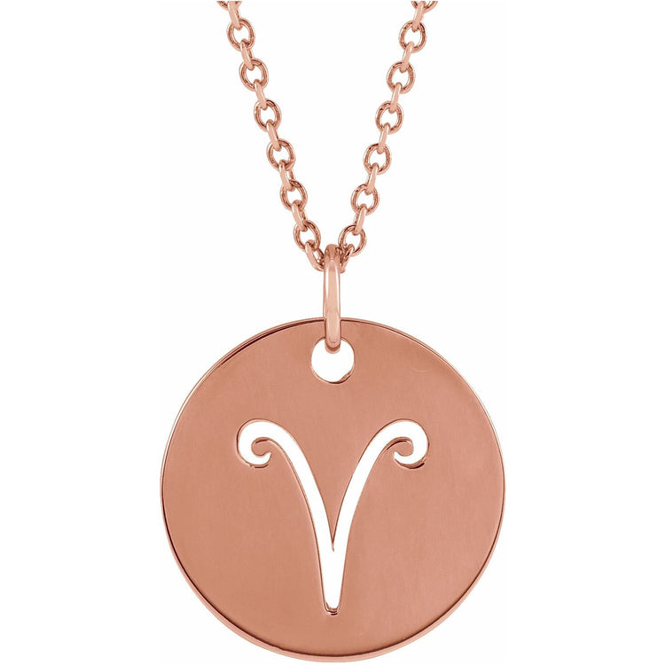 Blue Rubi Aries Zodiac Disc Necklace