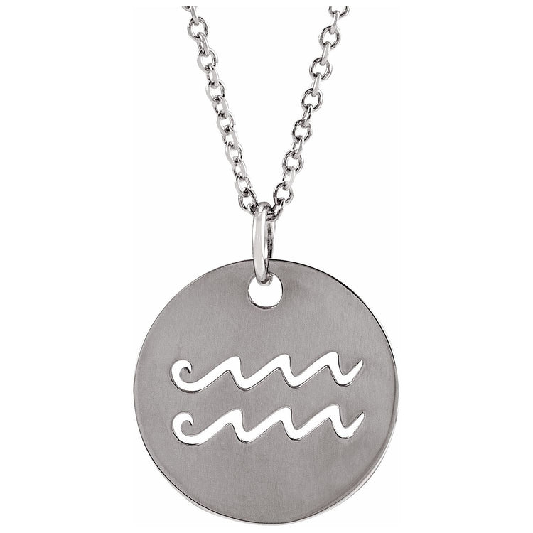 Blue Rubi Aquarius Zodiac Disc Necklace