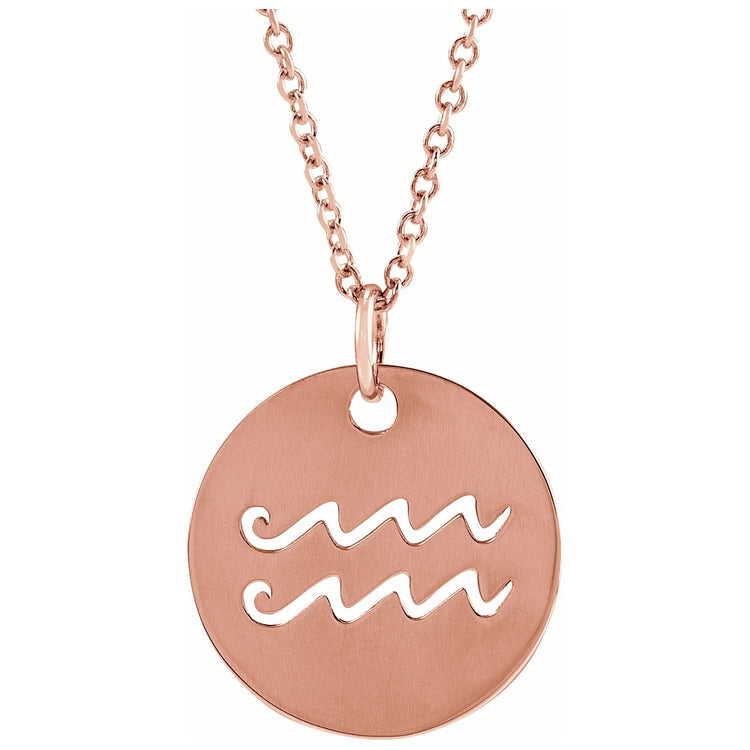 Blue Rubi Aquarius Zodiac Disc Necklace
