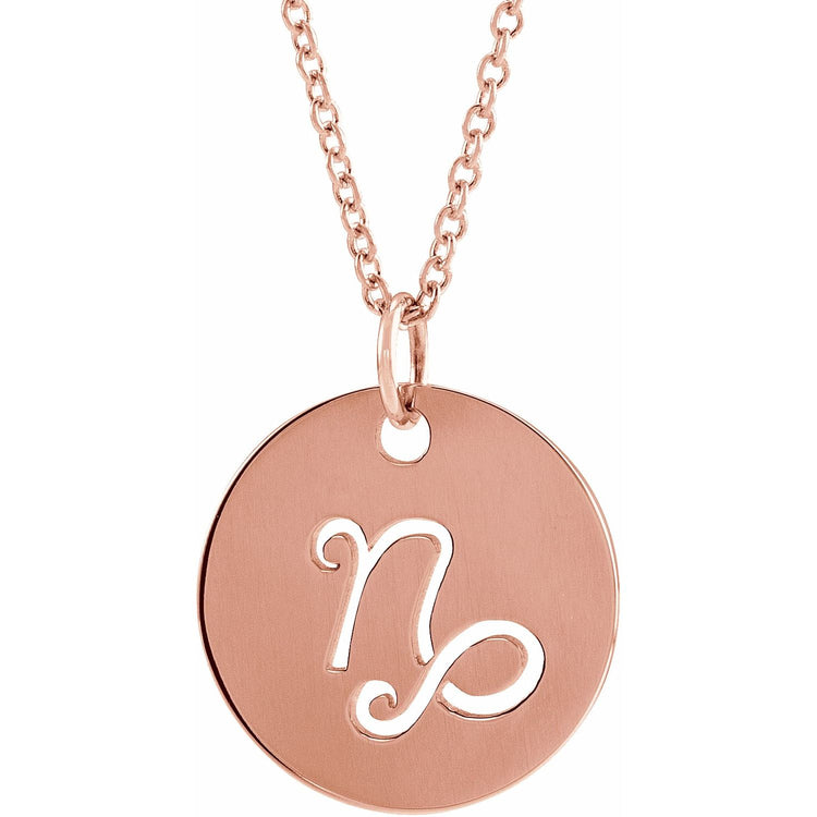 Blue Rubi Capricorn Zodiac Disc Necklace