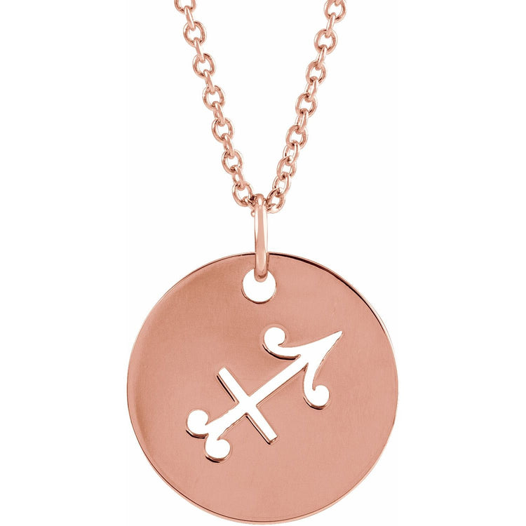 Blue Rubi Sagittarius Zodiac Disc Necklace