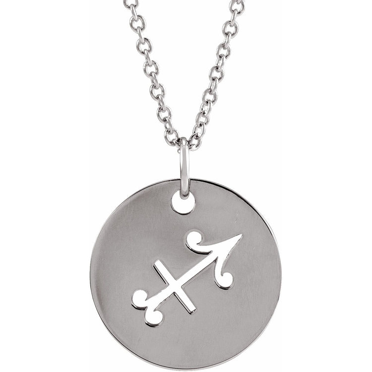 Blue Rubi Sagittarius Zodiac Disc Necklace