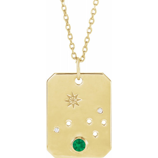 Blue Rubi Aries Zodiac Constellation Necklace - Emerald + Diamond