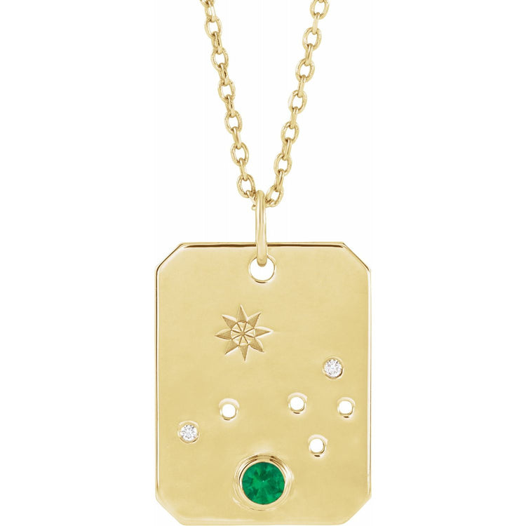 Blue Rubi Aries Zodiac Constellation Necklace - Emerald + Diamond