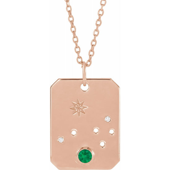 Blue Rubi Aries Zodiac Constellation Necklace - Emerald + Diamond