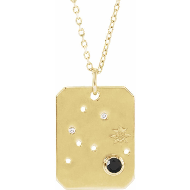 Blue Rubi Aquarius Zodiac Constellation Necklace - Black Spinel + Diamond