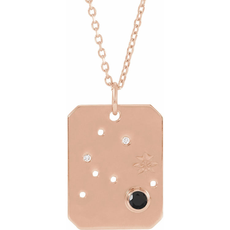Blue Rubi Aquarius Zodiac Constellation Necklace - Black Spinel + Diamond
