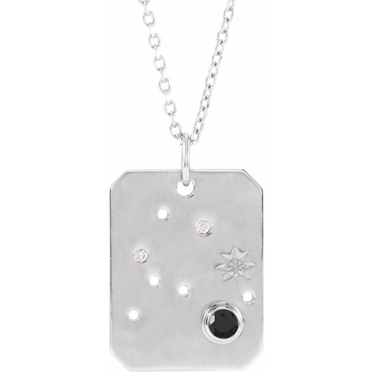 Blue Rubi Aquarius Zodiac Constellation Necklace - Black Spinel + Diamond