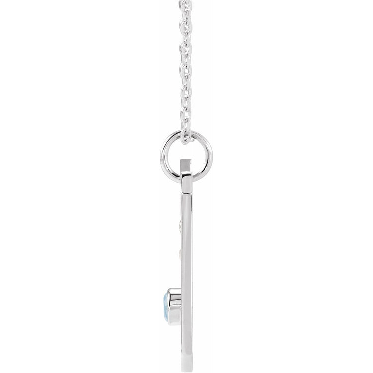Blue Rubi Cancer Zodiac Constellation Necklace - 14K Aquamarine + Diamond