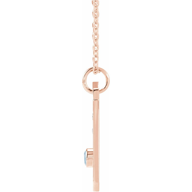 Blue Rubi Cancer Zodiac Constellation Necklace - 14K Aquamarine + Diamond
