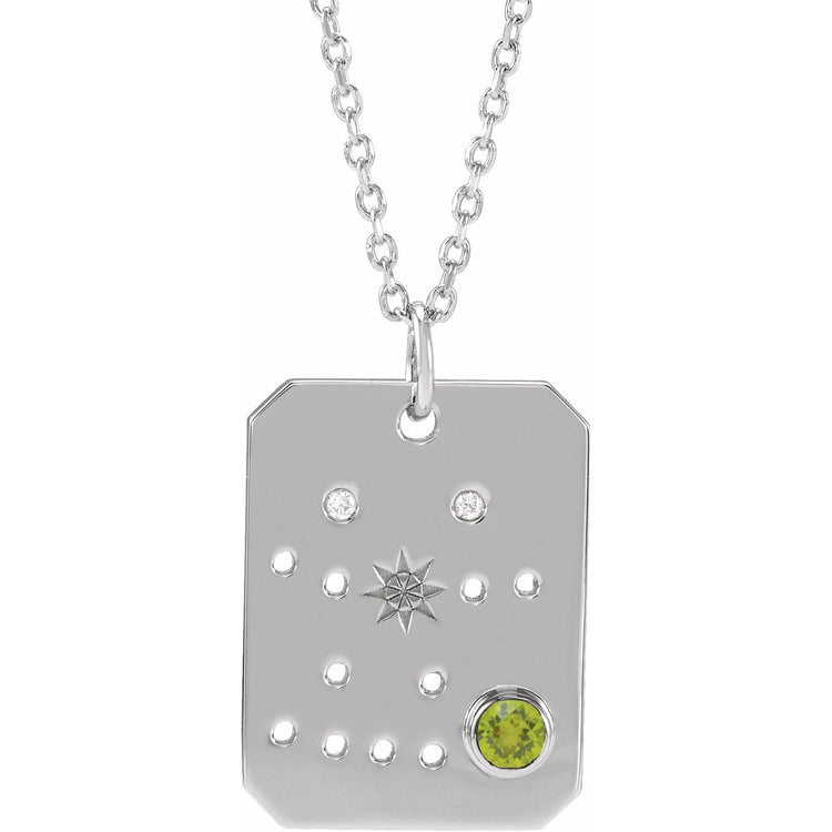 Blue Rubi Gemini Zodiac Constellation Necklace - Peridot + Diamond
