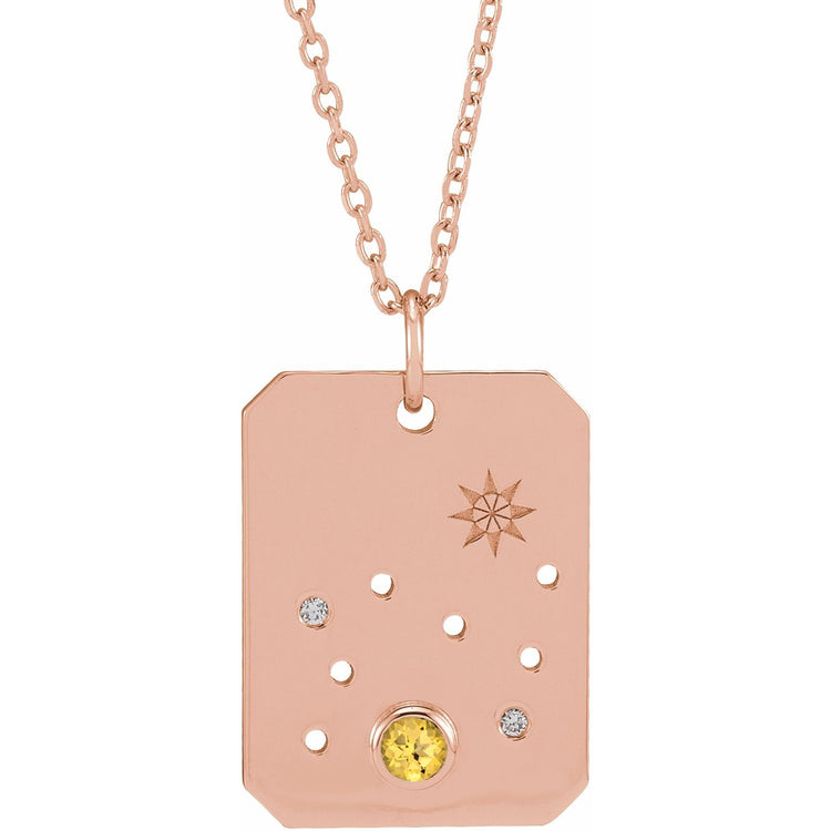 Blue Rubi Leo Zodiac Constellation Necklace - Chrysoprase + Diamond