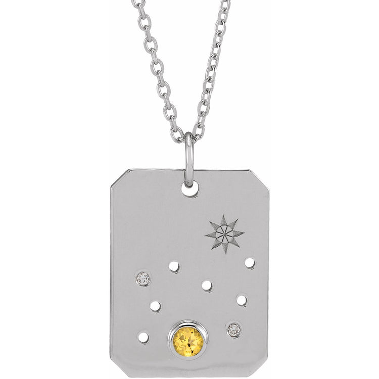 Blue Rubi Leo Zodiac Constellation Necklace - Chrysoprase + Diamond