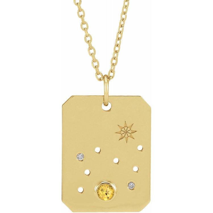 Blue Rubi Leo Zodiac Constellation Necklace - Chrysoprase + Diamond