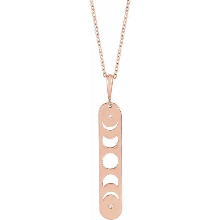 Blue Rubi Diamond Moon Phase Bar Necklace