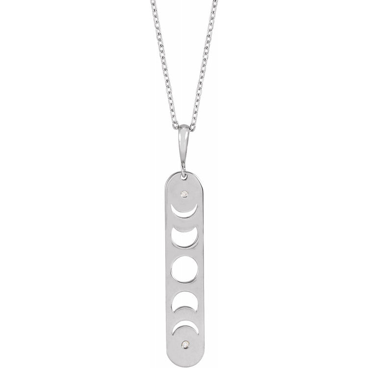 Blue Rubi Diamond Moon Phase Bar Necklace