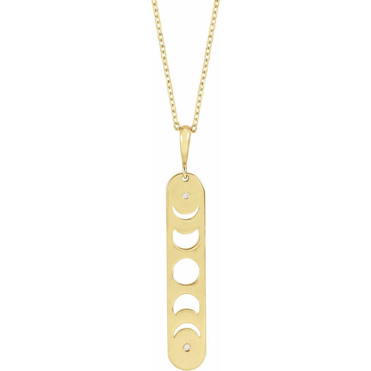 Blue Rubi Diamond Moon Phase Bar Necklace